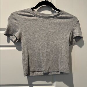 TNA Ribbed Cotton Crewneck Short Sleeve Cropped Top Womens Size Medium